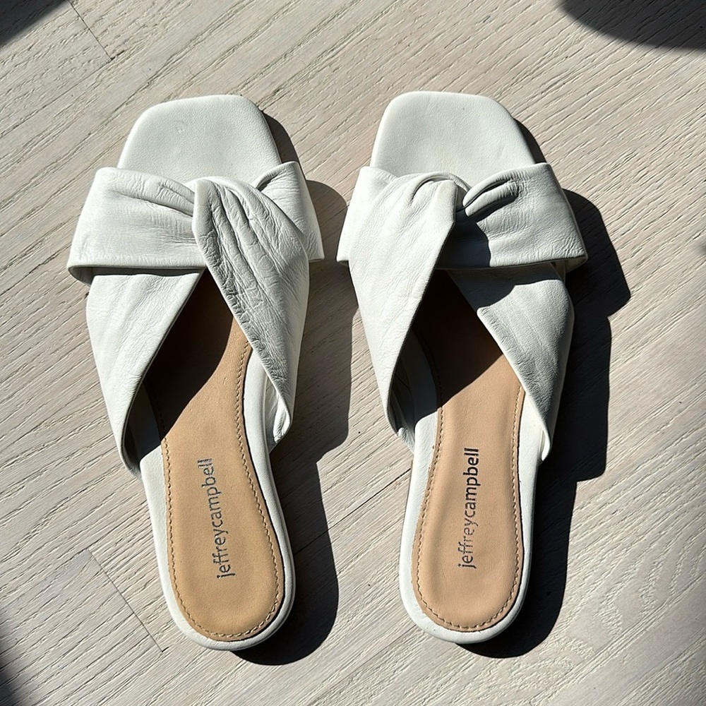 White Jeffrey Campbell leather sandals lightly worn size 7